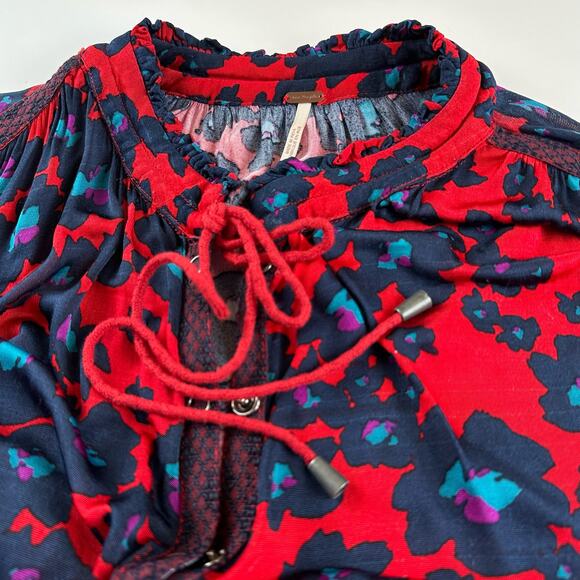 Free People Merlot Combo Love Letter Red & Blue Floral Size Small - Picture 15 of 16